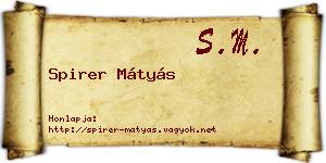 Spirer Mátyás névjegykártya